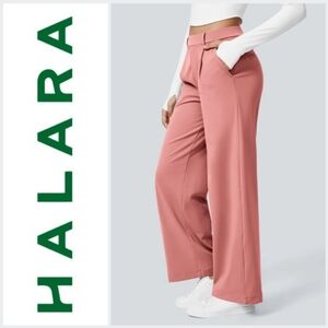 Nwt! Halara High Waisted Side Pocket Straight Leg Work Pants, Candy Pink